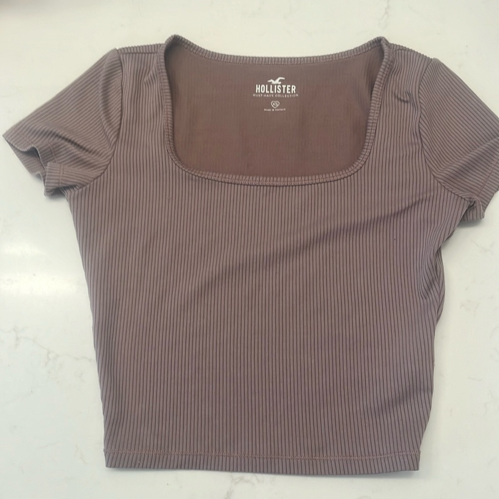 Hollister Purple/Brown Square Neck Baby Tee